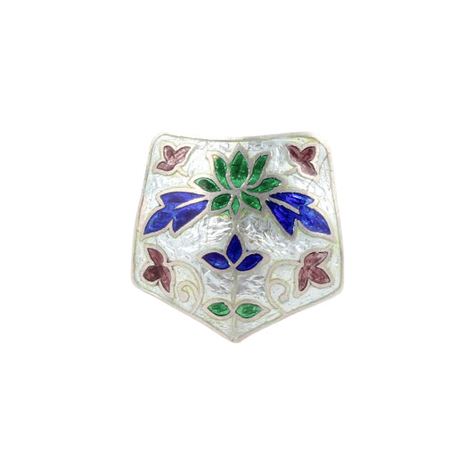 Designer Floral Enamel Ring Handmade 925 Solid Sterling Silver Enameled Ring Size 9 USA