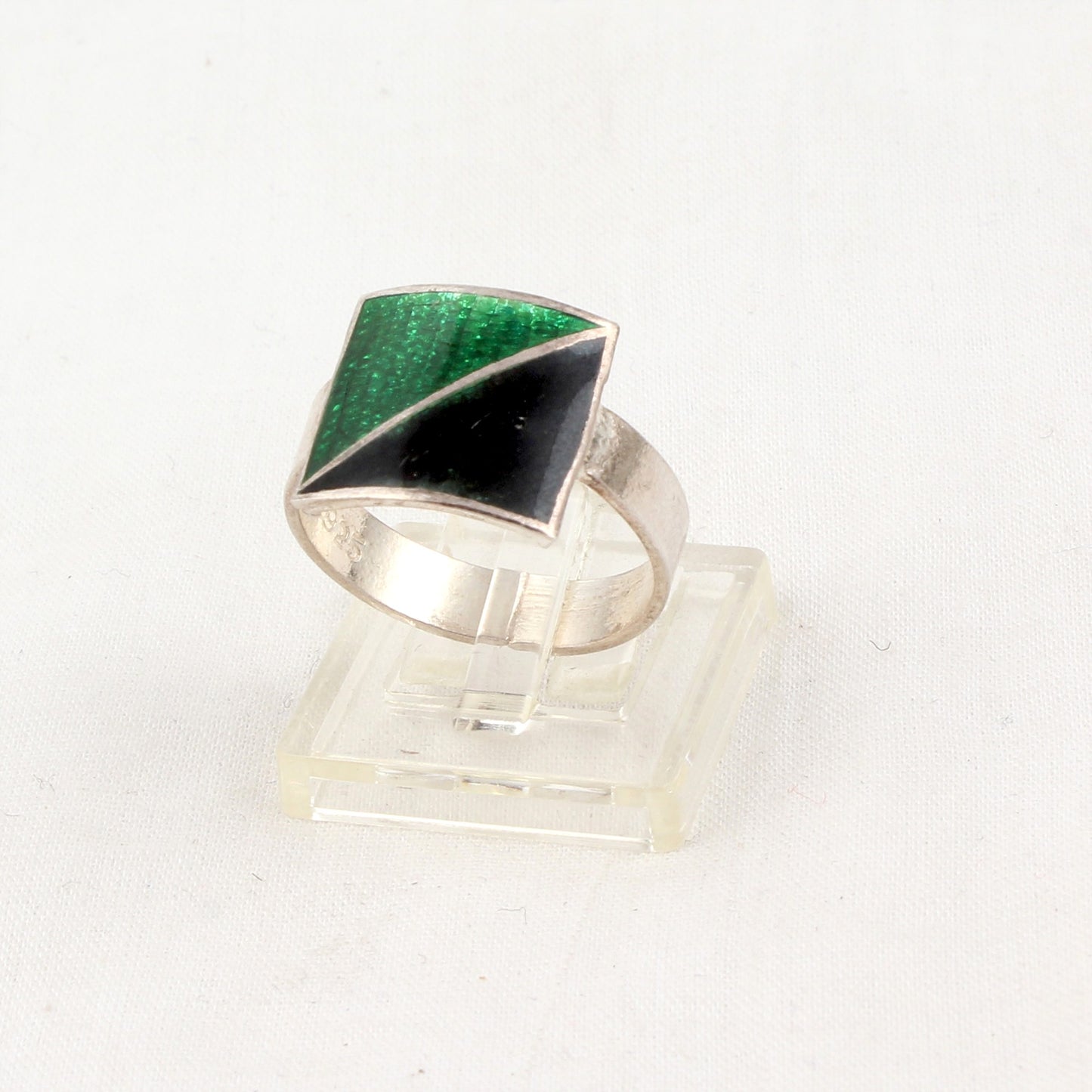 925 Sterling Silver Enamel Ring Wedding Gift Handmade Square Shape Designer Ring Size 7.5 USA
