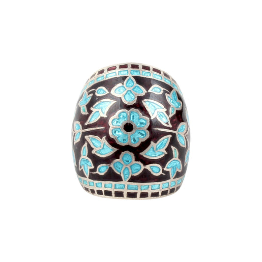 Leaf Floral Enamel Band Ring Handmade 925 Solid Sterling Silver Designer Ring Size 10 USA