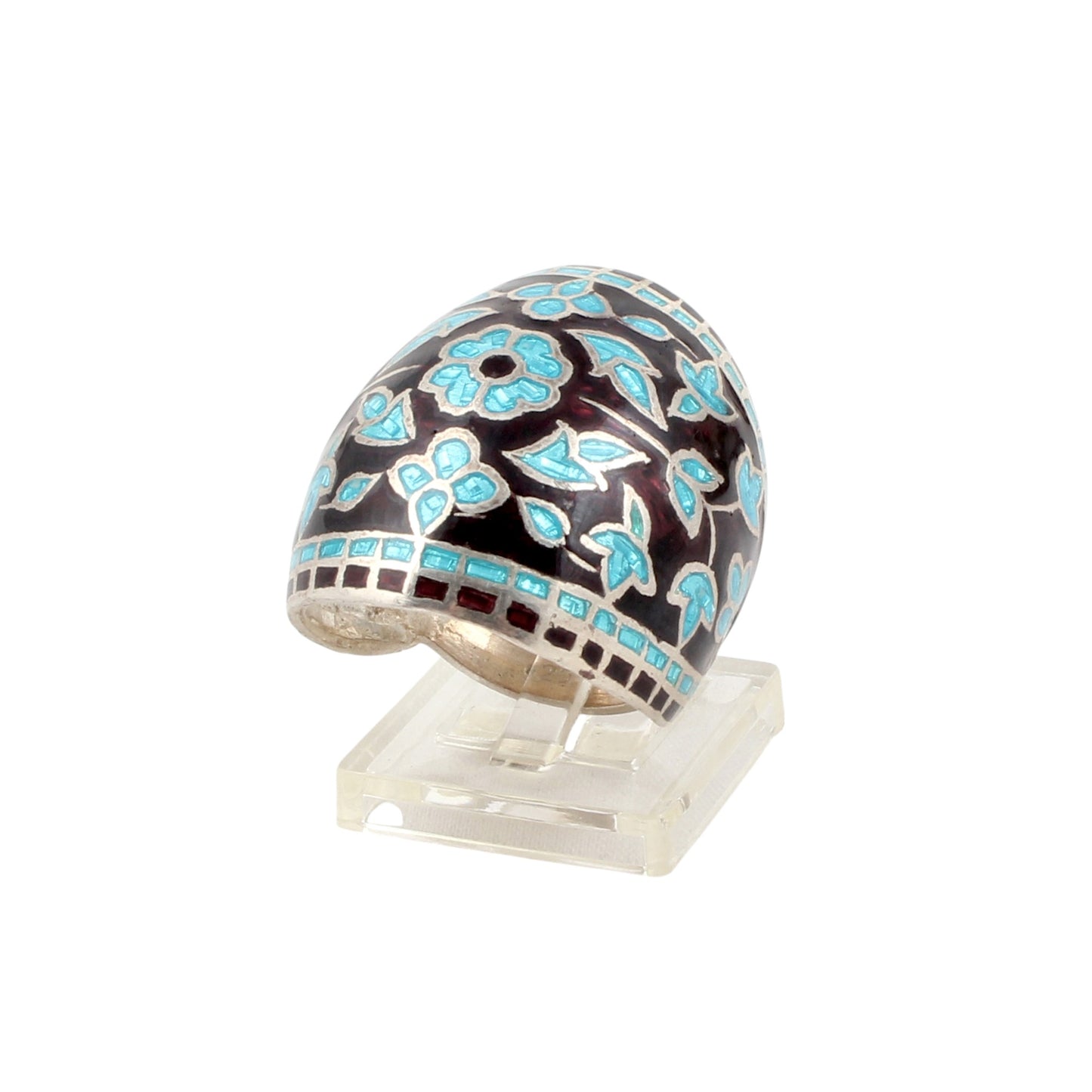 Leaf Floral Enamel Band Ring Handmade 925 Solid Sterling Silver Designer Ring Size 10 USA