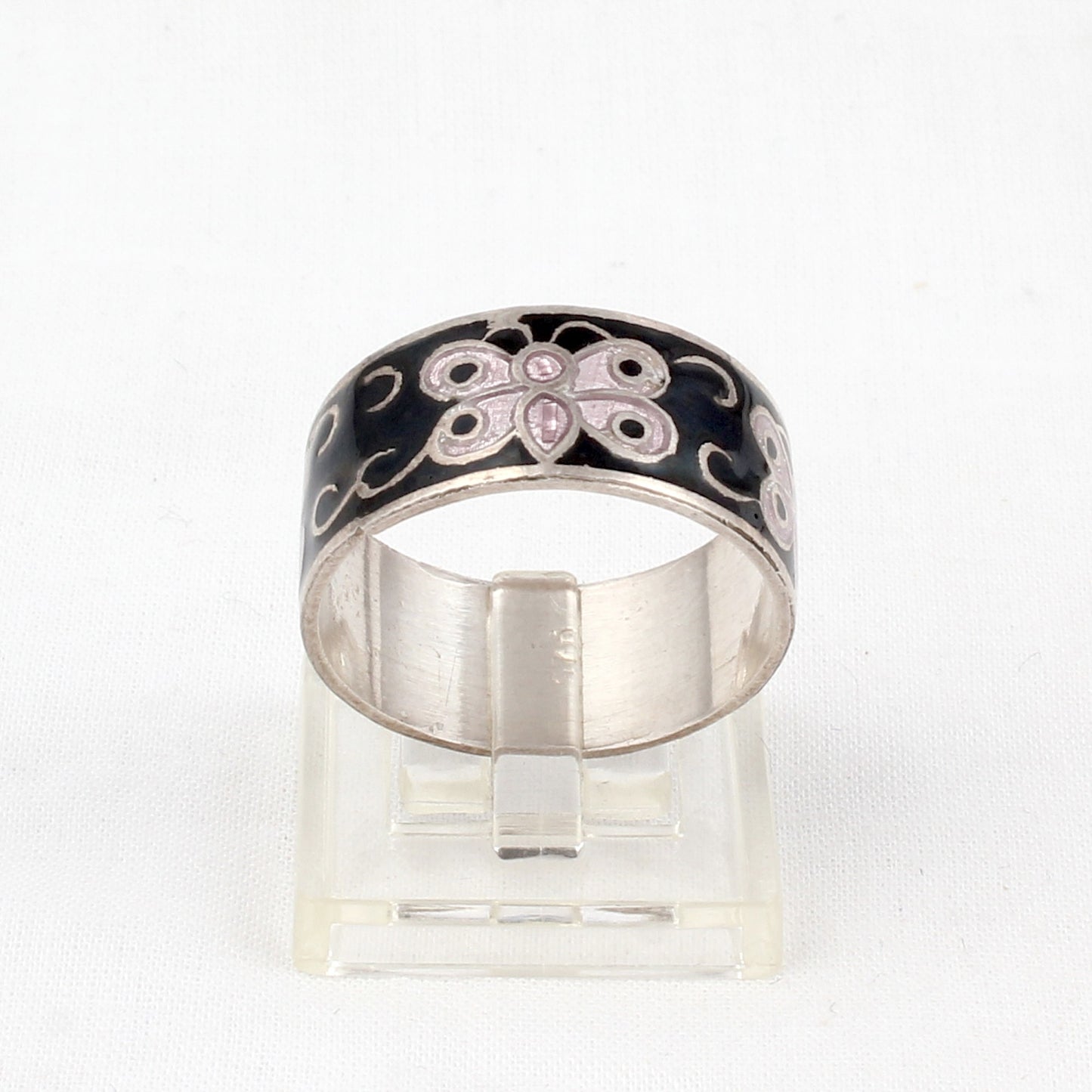 Butterfly Enamel Ring Handmade 925 Solid Sterling Silver Designer Band Ring Size 10 USA