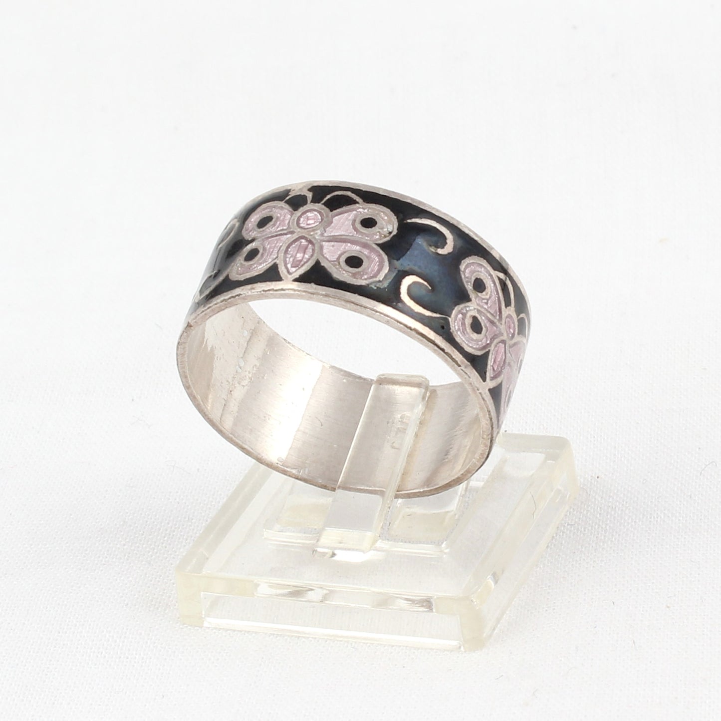 Butterfly Enamel Ring Handmade 925 Solid Sterling Silver Designer Band Ring Size 10 USA
