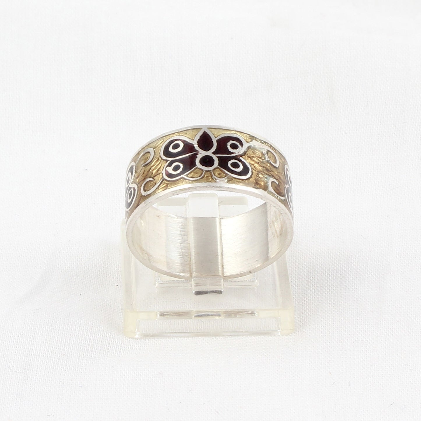 Butterfly Enamel Ring Handmade 925 Solid Sterling Silver Designer Band Ring Size 9 USA