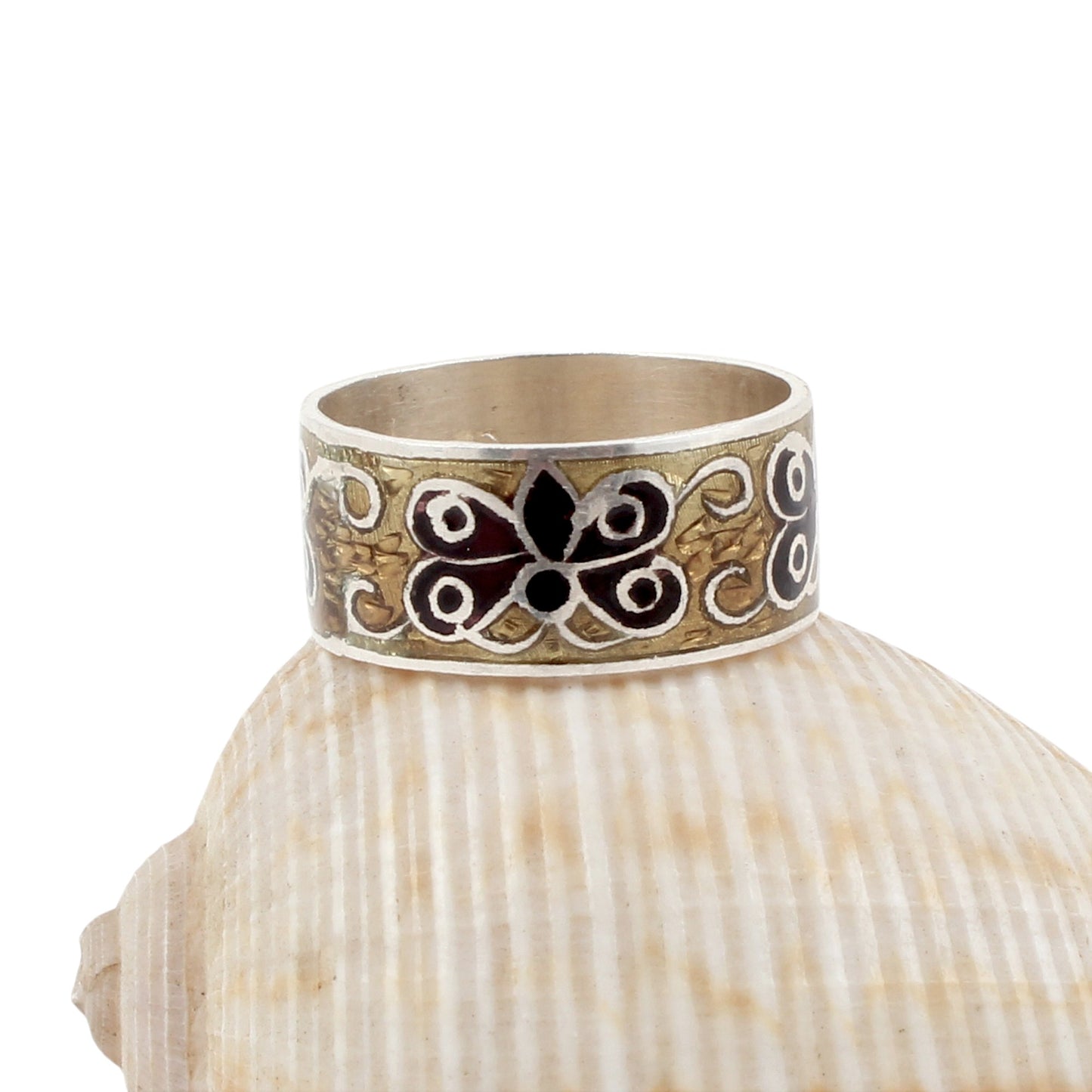 Butterfly Enamel Ring Handmade 925 Solid Sterling Silver Designer Band Ring Size 9 USA