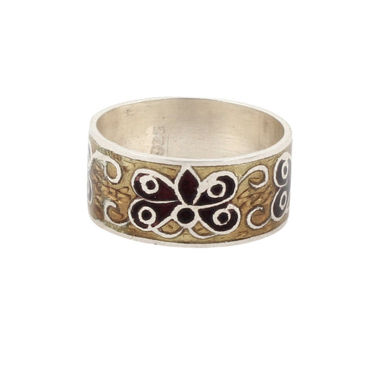 Butterfly Enamel Ring Handmade 925 Solid Sterling Silver Designer Band Ring Size 9 USA