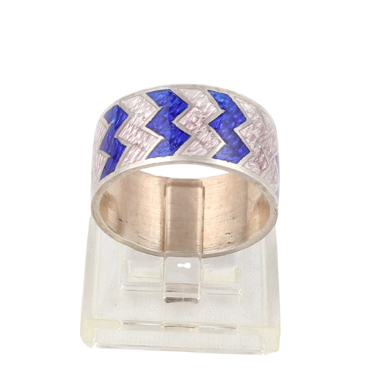 Designer ZigZag Enamel Ring Handmade 925 Solid Sterling Silver Band Ring Size 7.5 USA