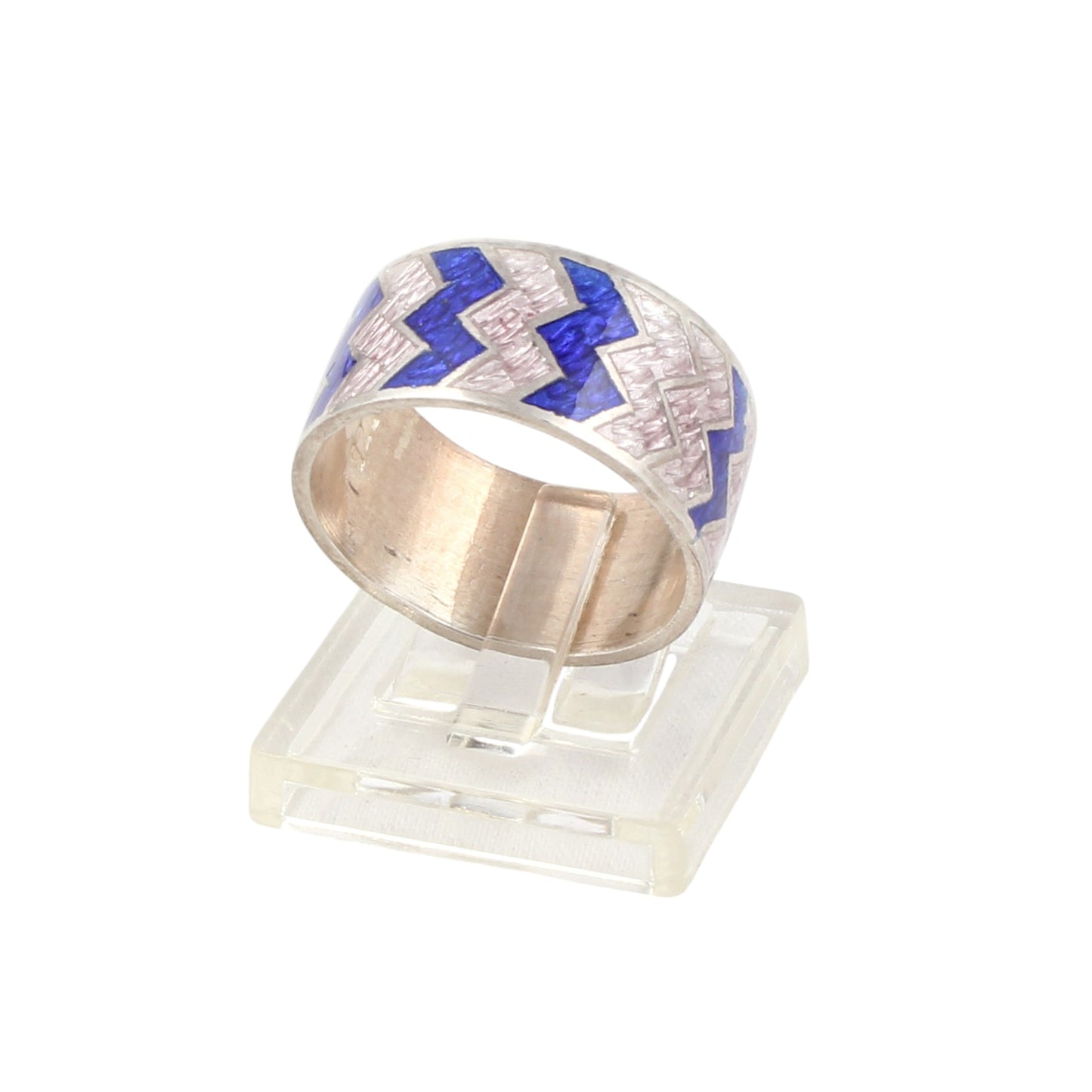 Designer ZigZag Enamel Ring Handmade 925 Solid Sterling Silver Band Ring Size 7.5 USA