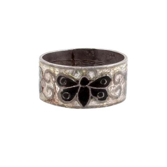 Butterfly Enamel Ring Handmade 925 Solid Sterling Silver Designer Band Ring Size 7 USA