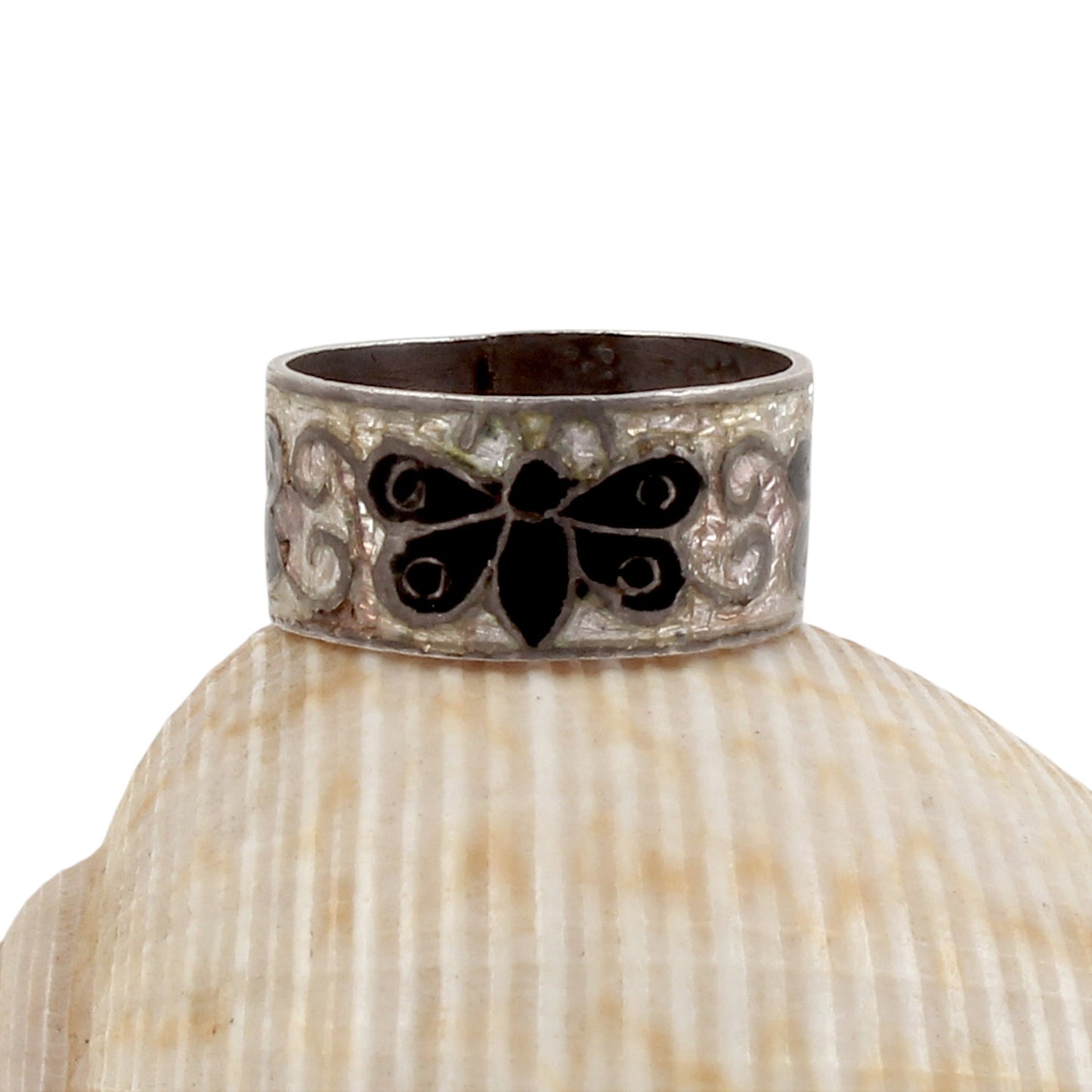 Butterfly Enamel Ring Handmade 925 Solid Sterling Silver Designer Band Ring Size 7 USA