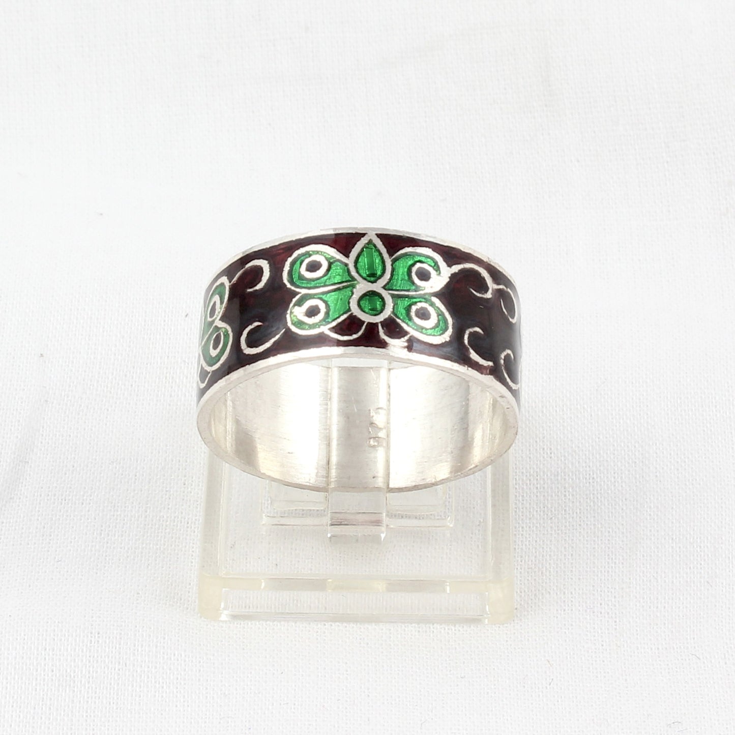 Butterfly Enamel Ring Handmade 925 Solid Sterling Silver Designer Band Ring Size 10 USA