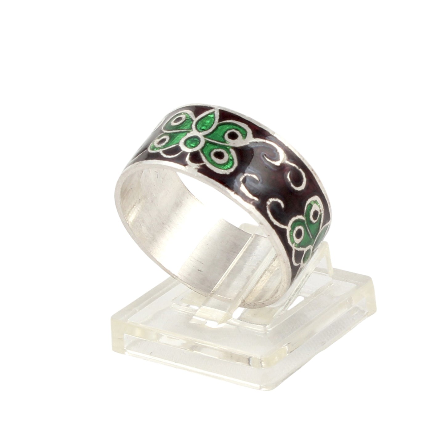 Butterfly Enamel Ring Handmade 925 Solid Sterling Silver Designer Band Ring Size 10 USA