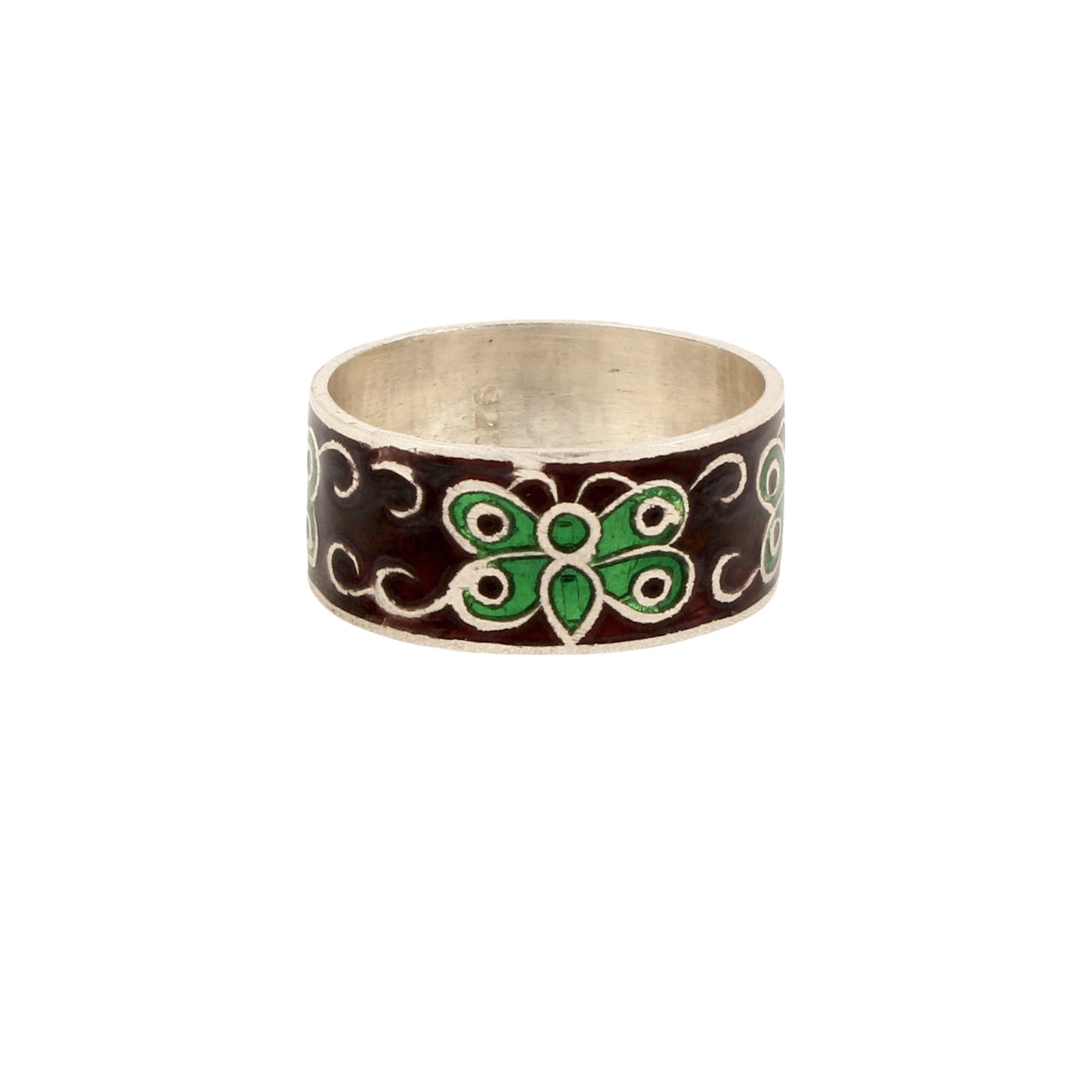 Butterfly Enamel Ring Handmade 925 Solid Sterling Silver Designer Band Ring Size 10 USA