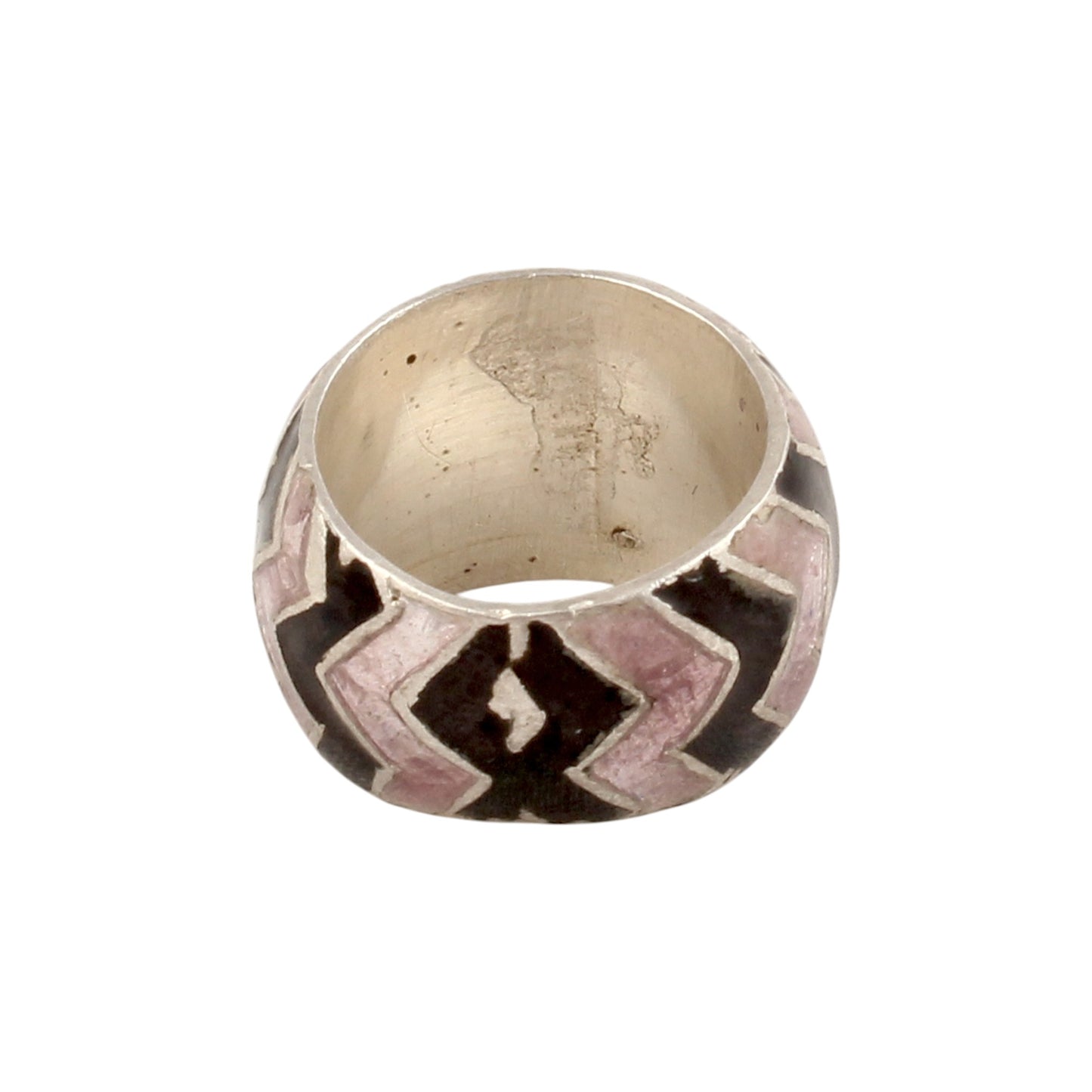 Designer ZigZag Enamel Ring Handmade 925 Solid Sterling Silver Band Ring Size 2 USA