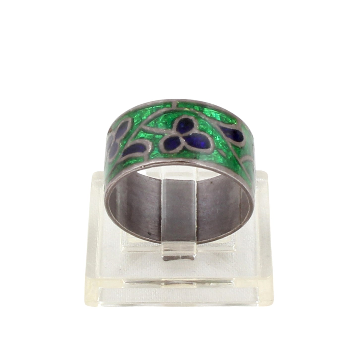 Leaf Enamel Ring Handmade 925 Solid Sterling Silver Designer Ring Size 4.5 USA
