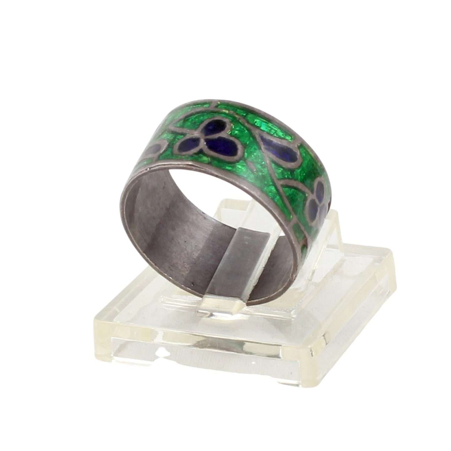 Leaf Enamel Ring Handmade 925 Solid Sterling Silver Designer Ring Size 4.5 USA