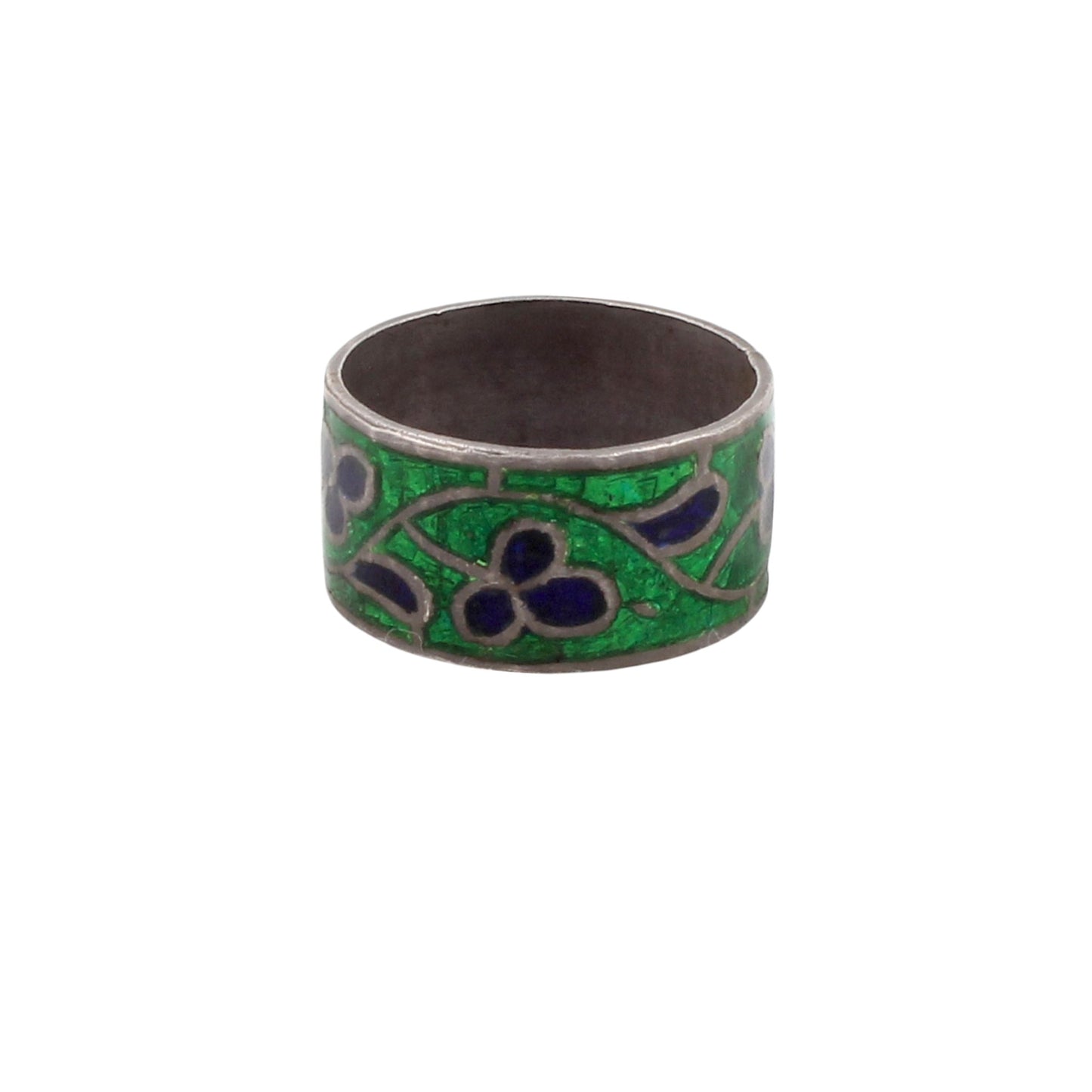 Leaf Enamel Ring Handmade 925 Solid Sterling Silver Designer Ring Size 4.5 USA