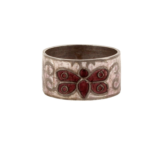 Butterfly Enamel Ring Handmade 925 Solid Sterling Silver Designer Band Ring Size 4.5 USA