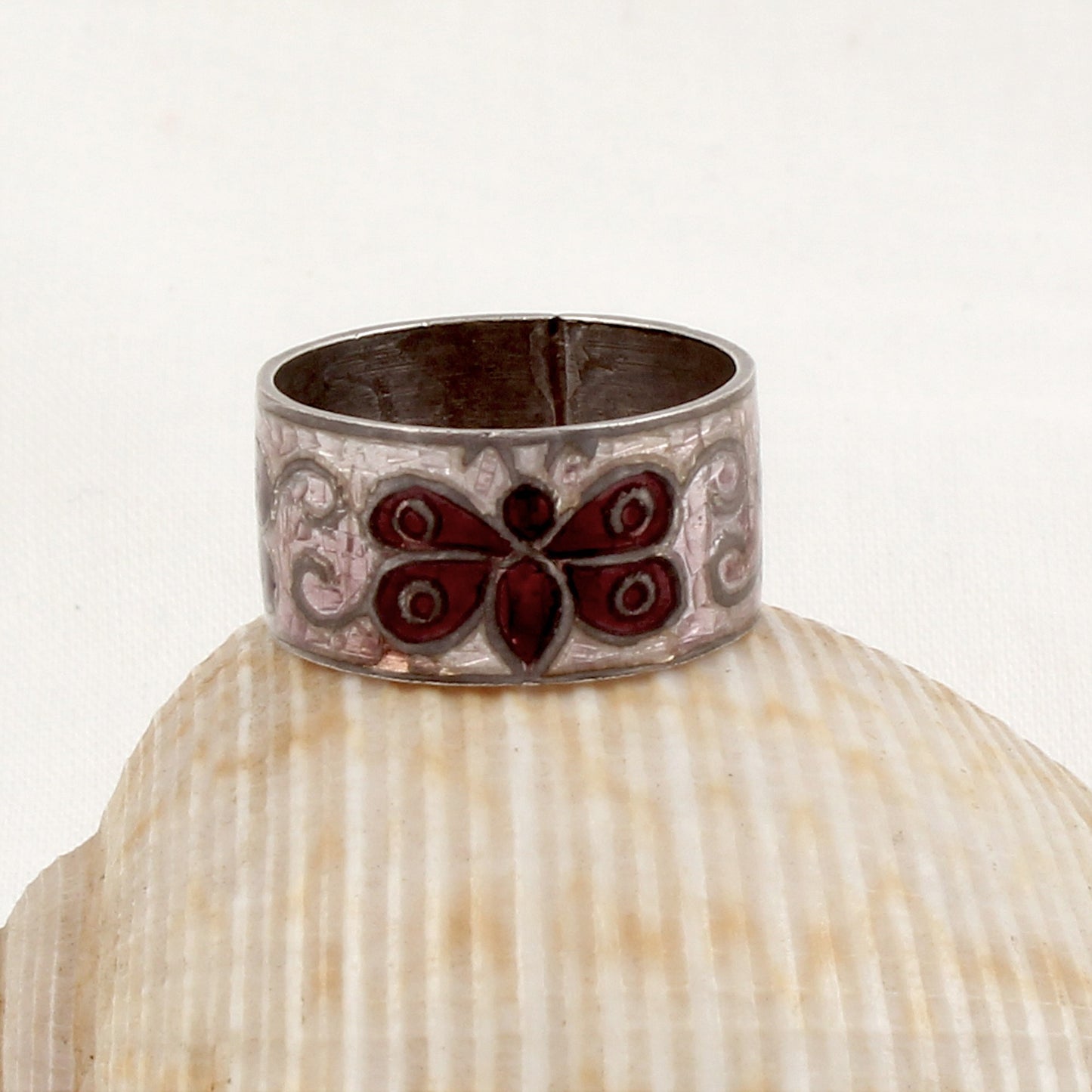 Butterfly Enamel Ring Handmade 925 Solid Sterling Silver Designer Band Ring Size 4.5 USA