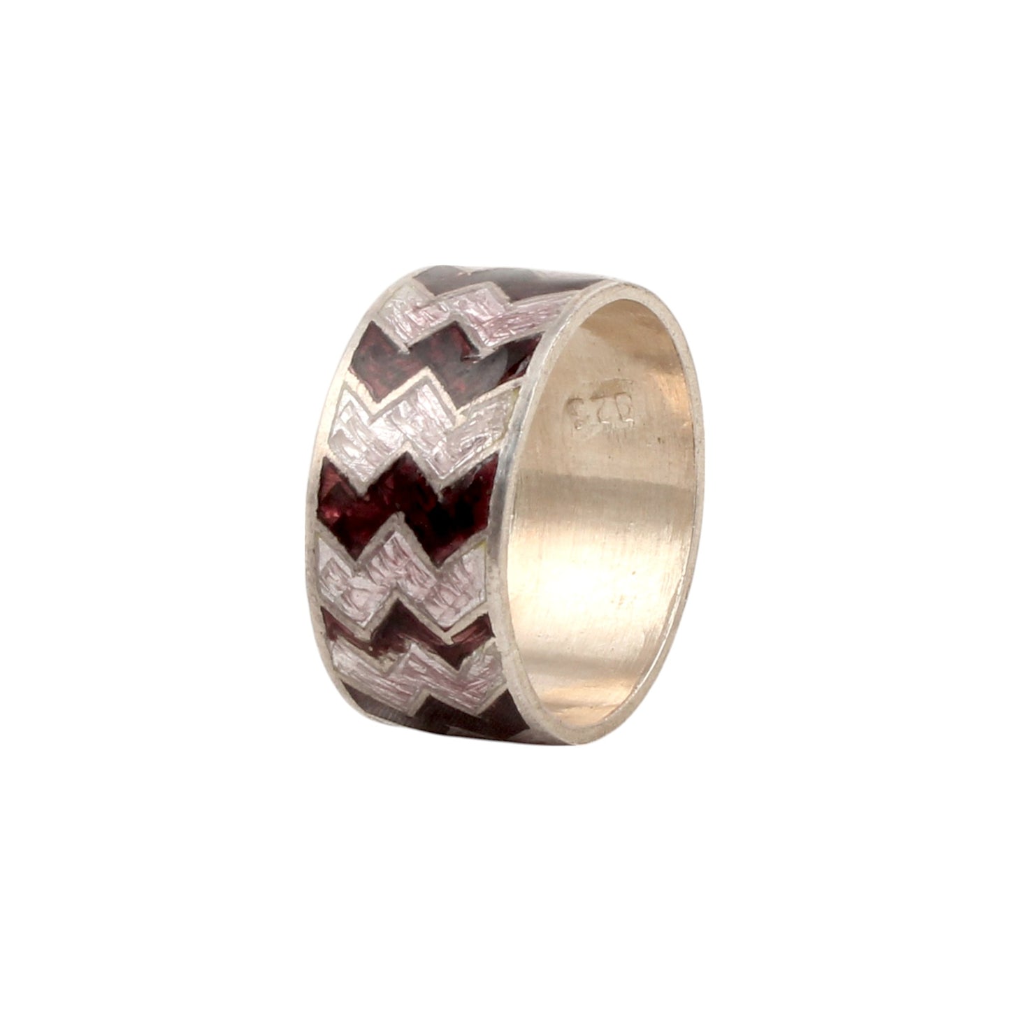 Designer ZigZag Enamel Ring Handmade 925 Solid Sterling Silver Band Ring Size 9 USA