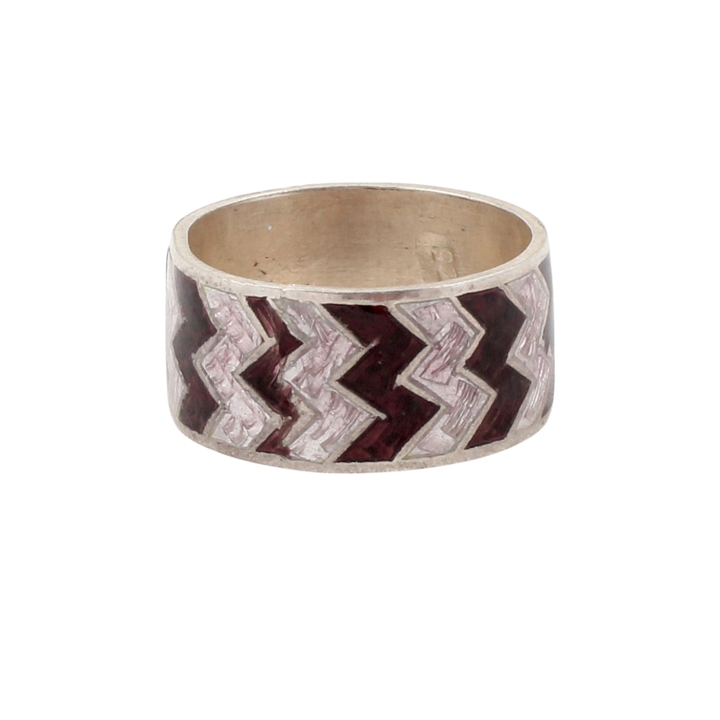 Designer ZigZag Enamel Ring Handmade 925 Solid Sterling Silver Band Ring Size 9 USA