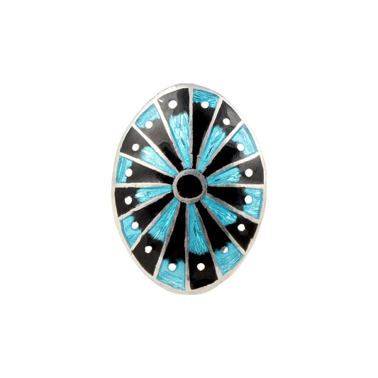 Oval Enamel Designer Ring Handcrafted 925 Sterling Silver Designer Meenakari Art Ring Size 7.5 USA
