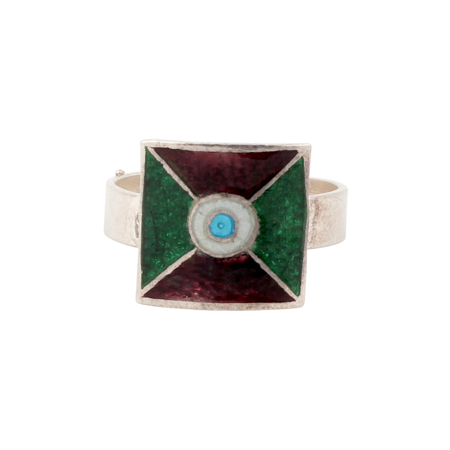 Square Shape Enamel Ring Costume Jewelry Handmade Costume Jewelry Ring Size 8.5 USA