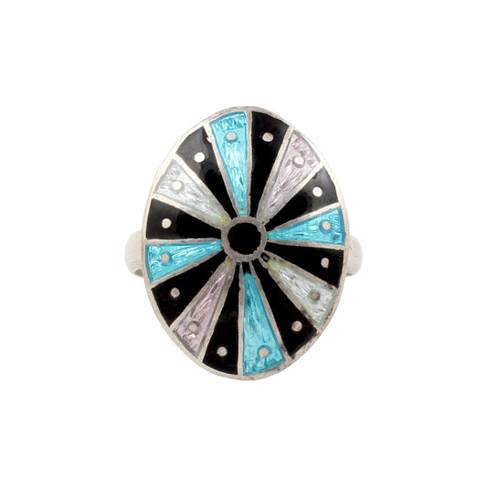 Unique Artisan Enamel Handcrafted Ring 925 Sterling Silver Meenakari Art Ring Size 10 USA