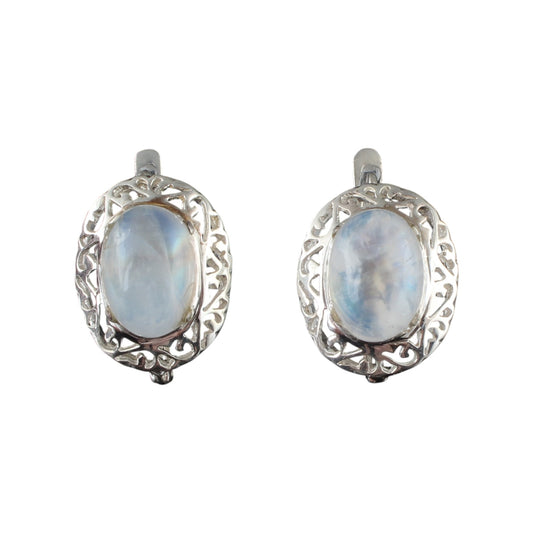 Traditional Rainbow Moonstone Earrings 925 Sterling Silver Earrings Handmade White Rainbow Earrings