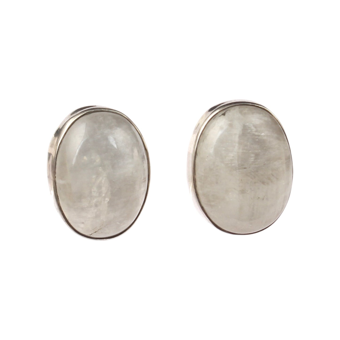 Rainbow Moonstone Earrings 925 Sterling Silver Earrings Handmade Oval Shape White Rainbow Earrings
