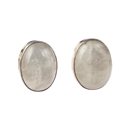 Rainbow Moonstone Earrings 925 Sterling Silver Earrings Handmade Oval Shape White Rainbow Earrings