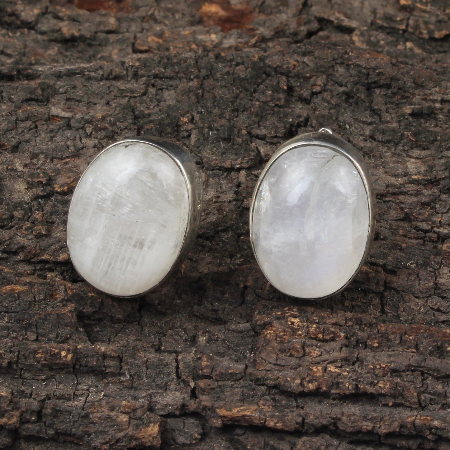 Rainbow Moonstone Earrings 925 Sterling Silver Earrings Handmade Oval Shape White Rainbow Earrings