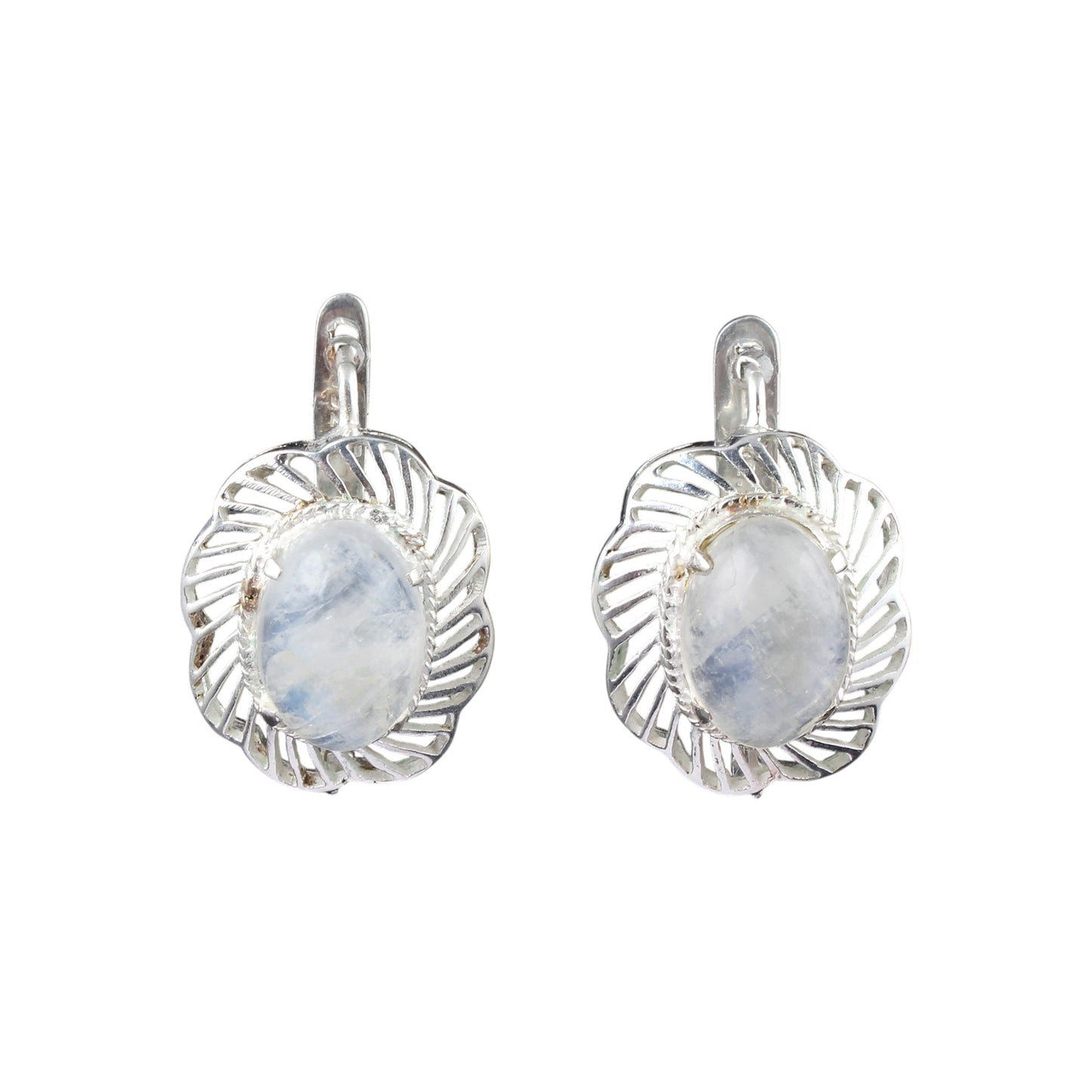 Boho Rainbow Moonstone Earrings Handmade 925 Sterling Silver Prong Setting Natural Gemstone Earrings