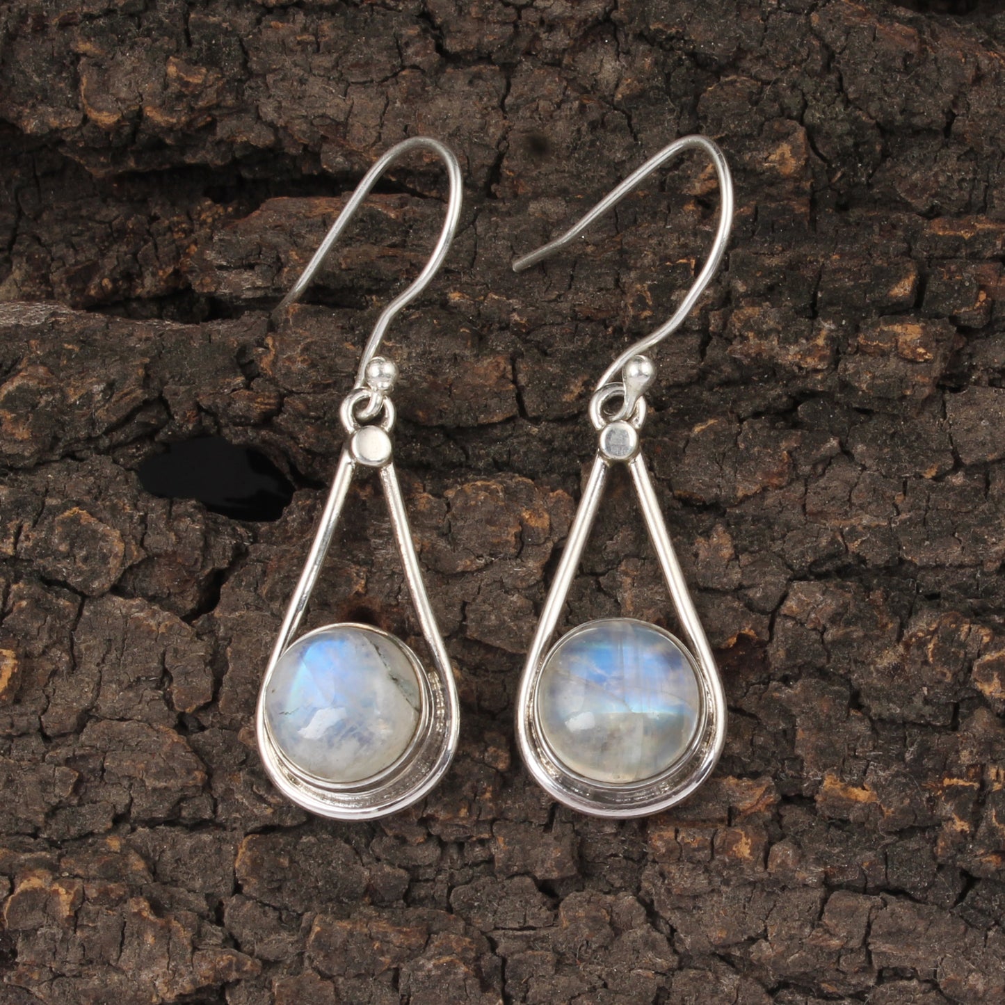 Natural Rainbow Moonstone Earrings 925 Sterling Silver Earrings Handmade Dangle White Rainbow Jewelry