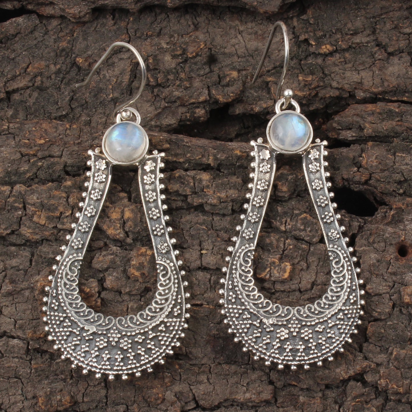 Bohemian Rainbow Moonstone Earrings 925 Sterling Silver Earrings Handmade White Rainbow Dangle Earrings Jewelry