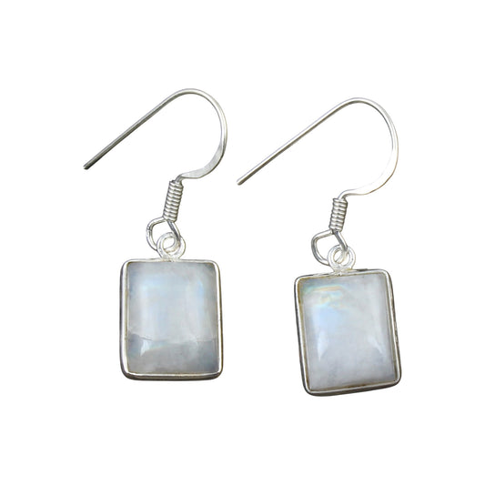 Natural Rainbow Moonstone Earrings 925 Sterling Silver Earrings Handmade Dangle White Rainbow Earring