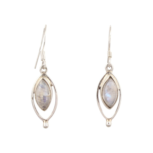 Natural Marquise Rainbow Moonstone Earrings 925 Sterling Silver Earrings Handmade Dangle White Rainbow Jewelry