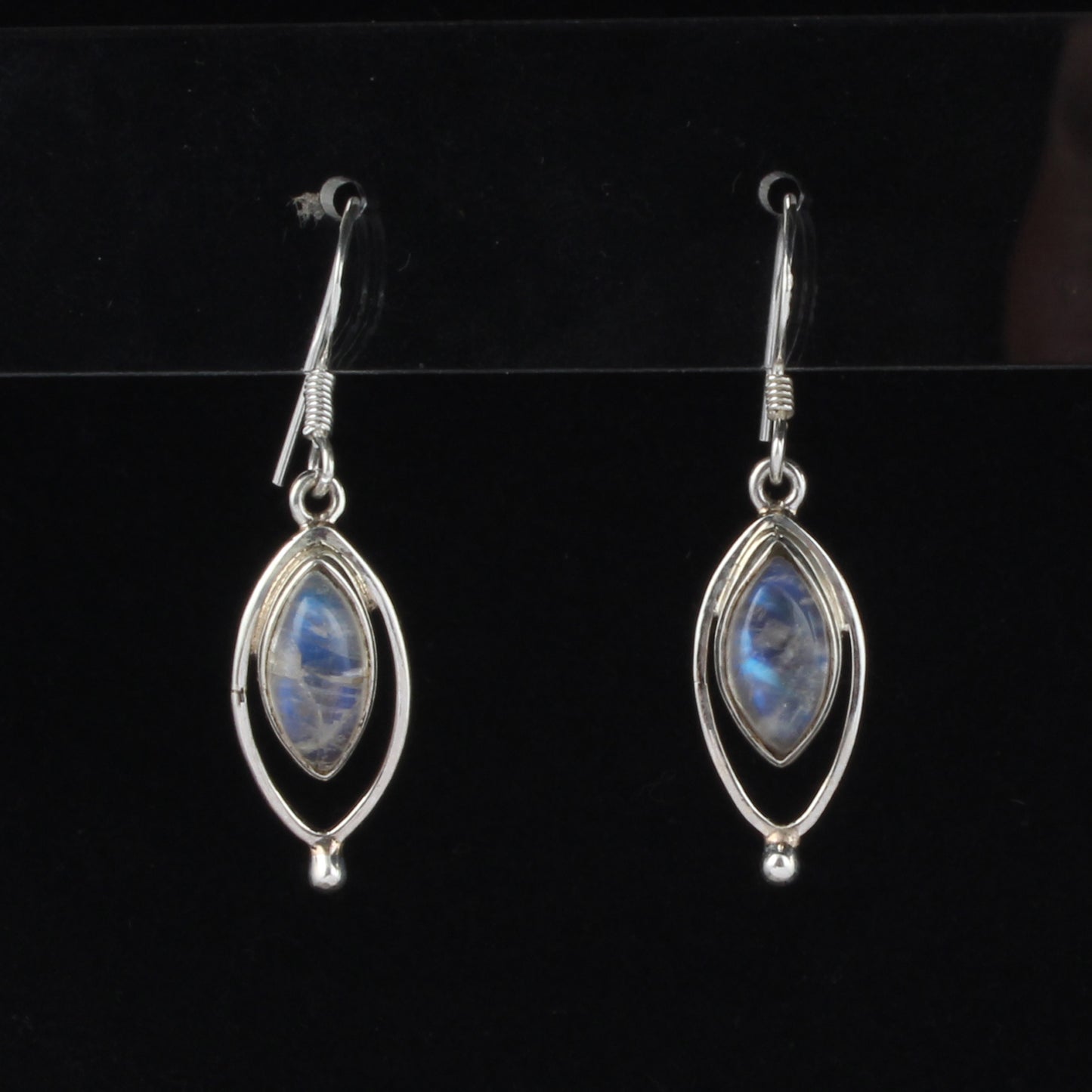 Natural Marquise Rainbow Moonstone Earrings 925 Sterling Silver Earrings Handmade Dangle White Rainbow Jewelry
