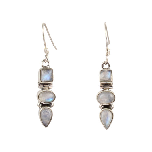 Rainbow Moonstone Earrings 925 Sterling Silver Earrings Handmade Dangle Natural White Rainbow Earrings