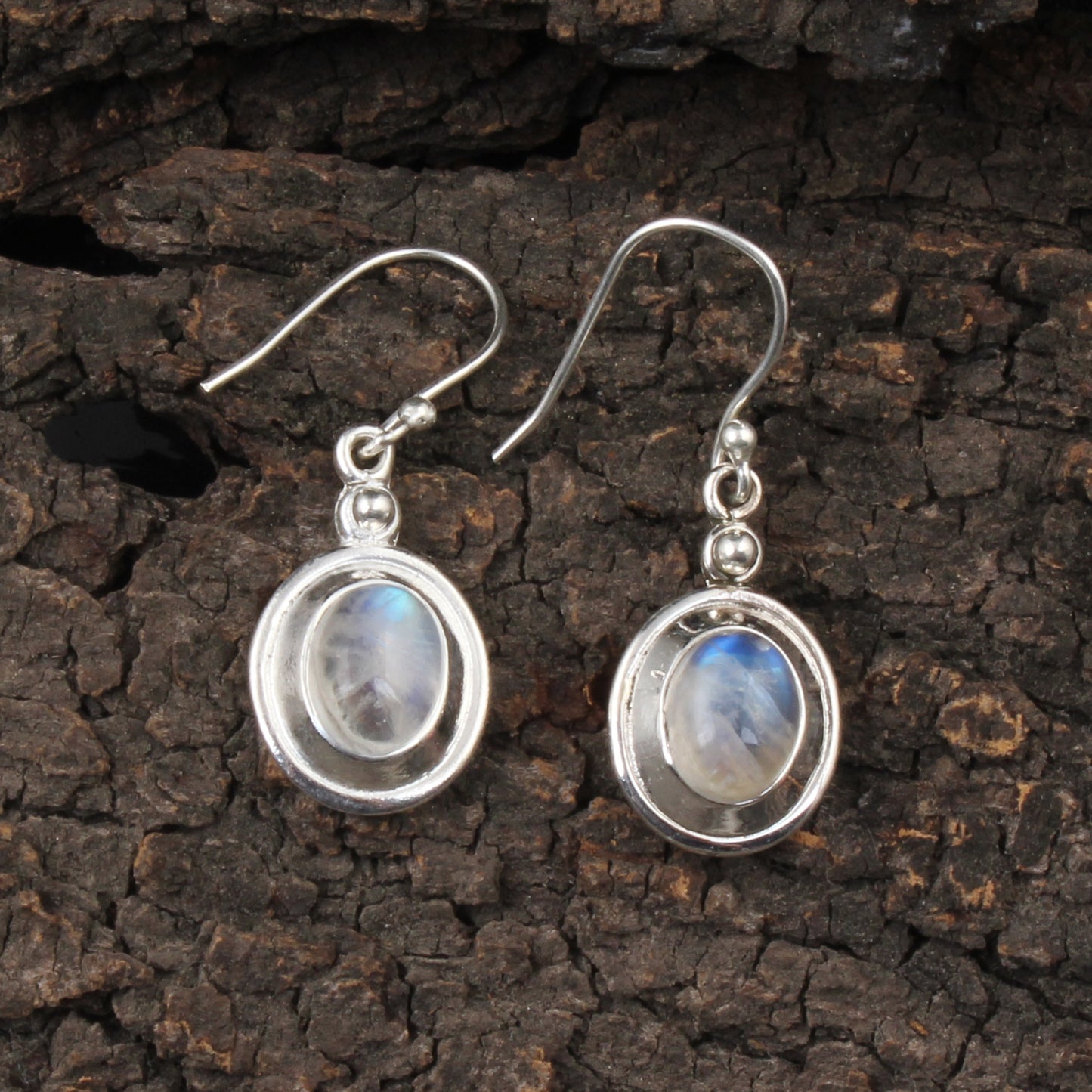 Rainbow Moonstone Earrings 925 Sterling Silver Earrings Handmade Dangle Natural Oval Gemstone Earrings