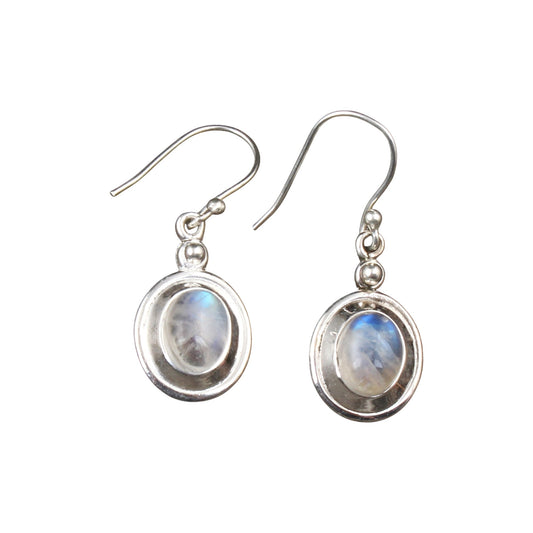 Rainbow Moonstone Earrings 925 Sterling Silver Earrings Handmade Dangle Natural Oval Gemstone Earrings