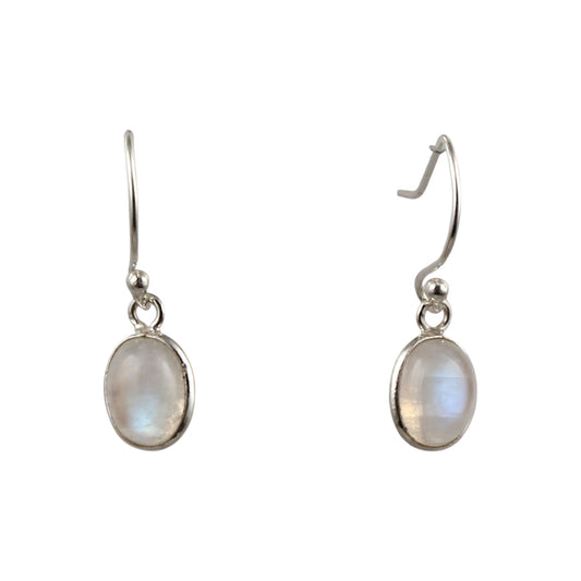 Natural Oval Rainbow Moonstone Earrings 925 Sterling Silver Earrings Handmade Dangle White Rainbow Earrings