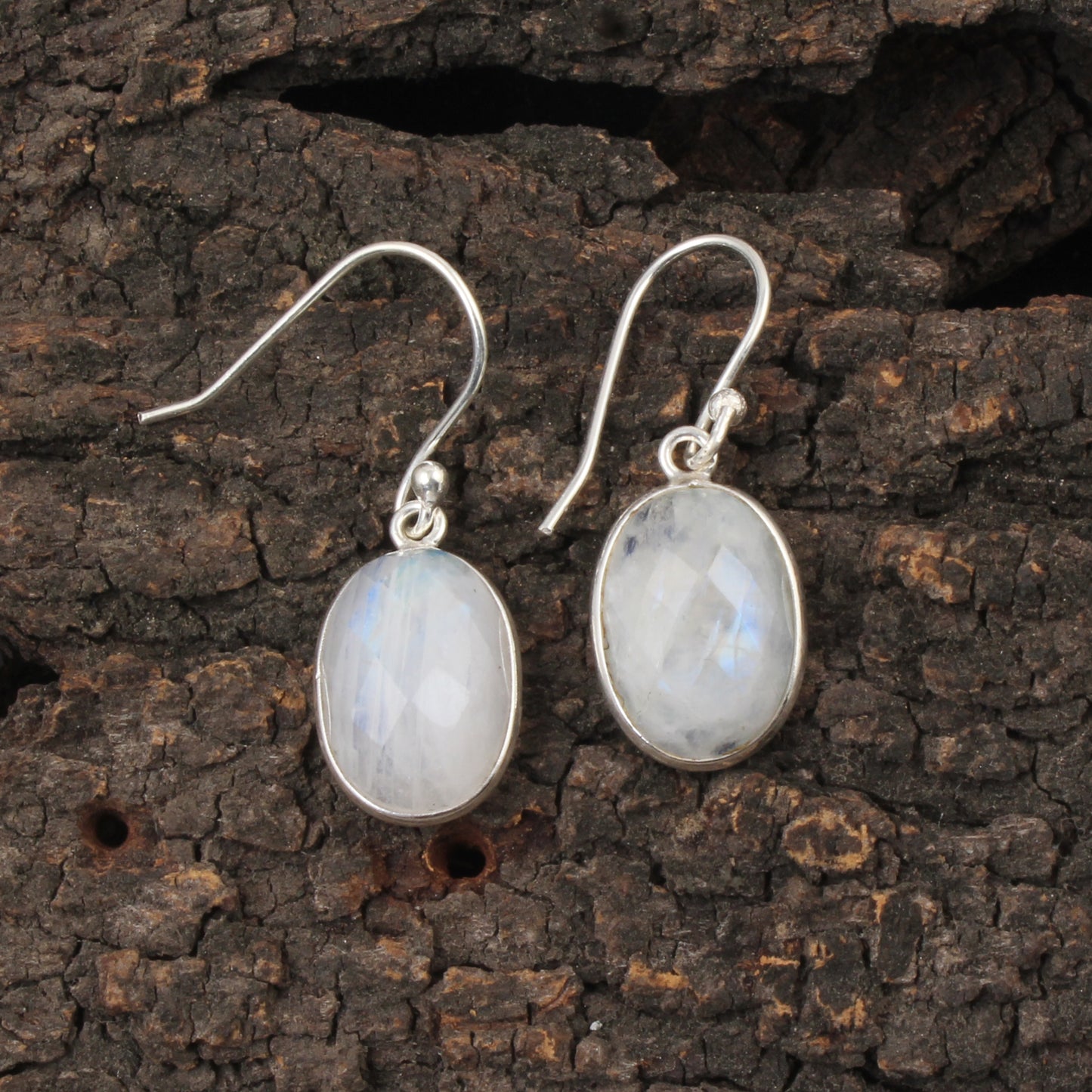 Natural Faceted Rainbow Moonstone Earrings 925 Sterling Silver Earrings Handmade Dangle White Rainbow Earrings