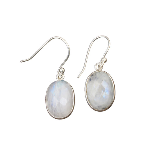 Natural Faceted Rainbow Moonstone Earrings 925 Sterling Silver Earrings Handmade Dangle White Rainbow Earrings