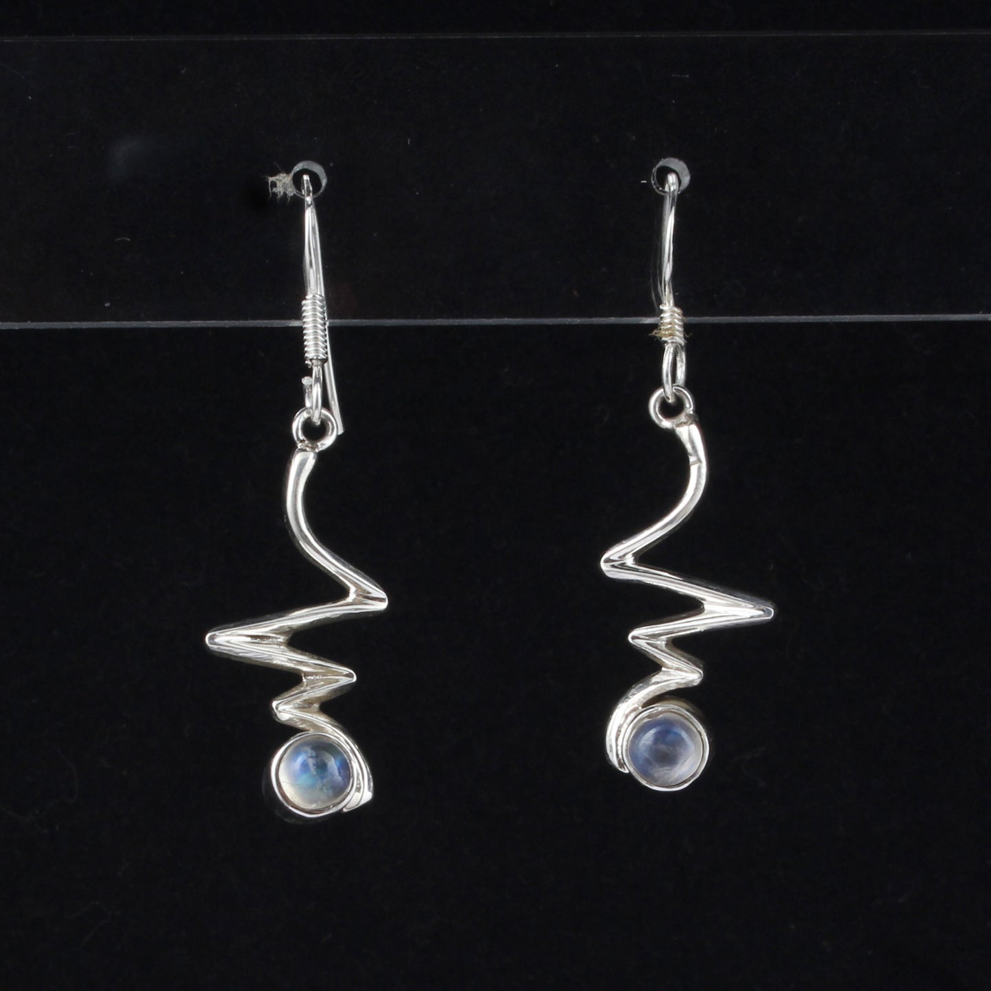 Designer Rainbow Moonstone Earrings 925 Sterling Silver Earrings Handmade Dangle Natural White Rainbow Earrings