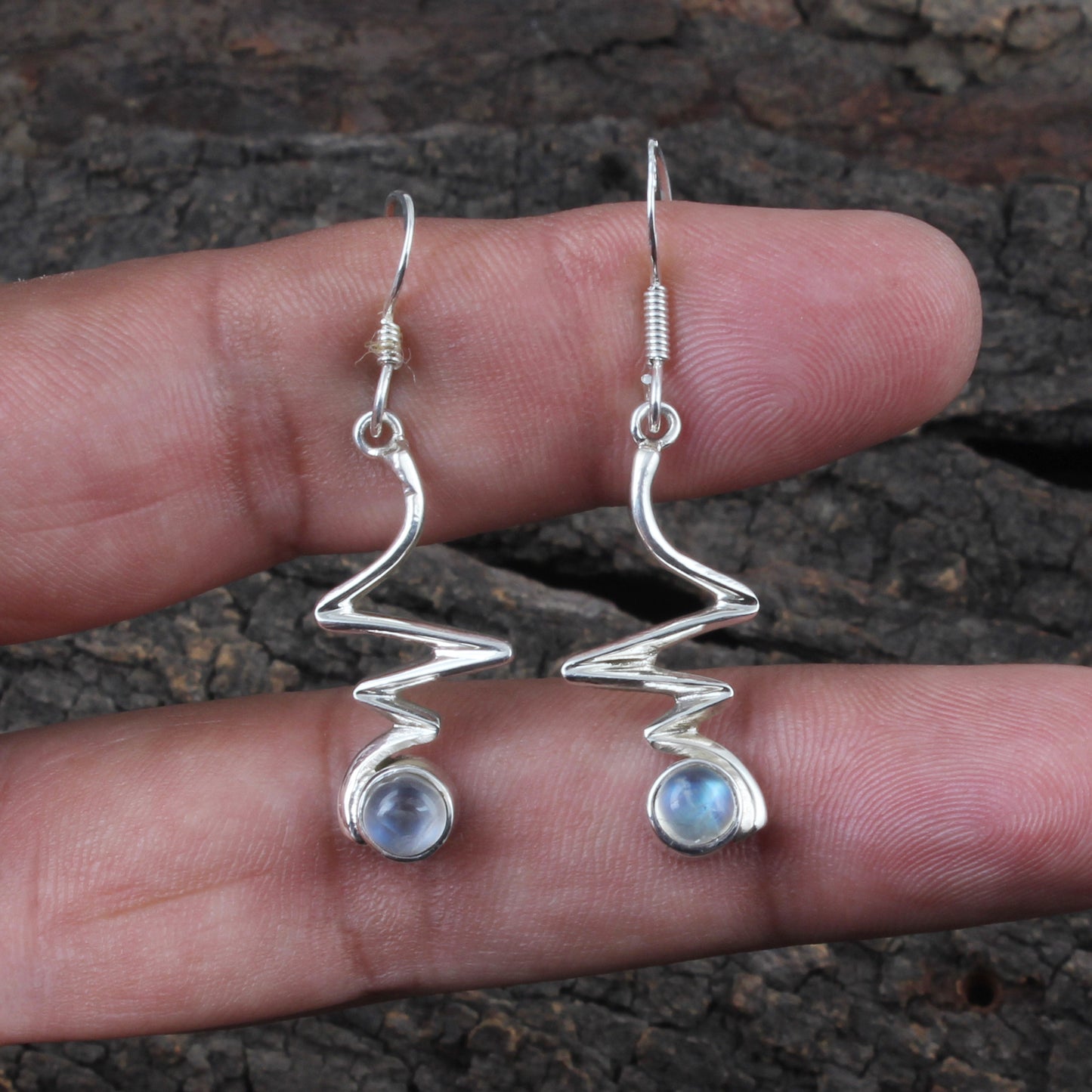 Designer Rainbow Moonstone Earrings 925 Sterling Silver Earrings Handmade Dangle Natural White Rainbow Earrings