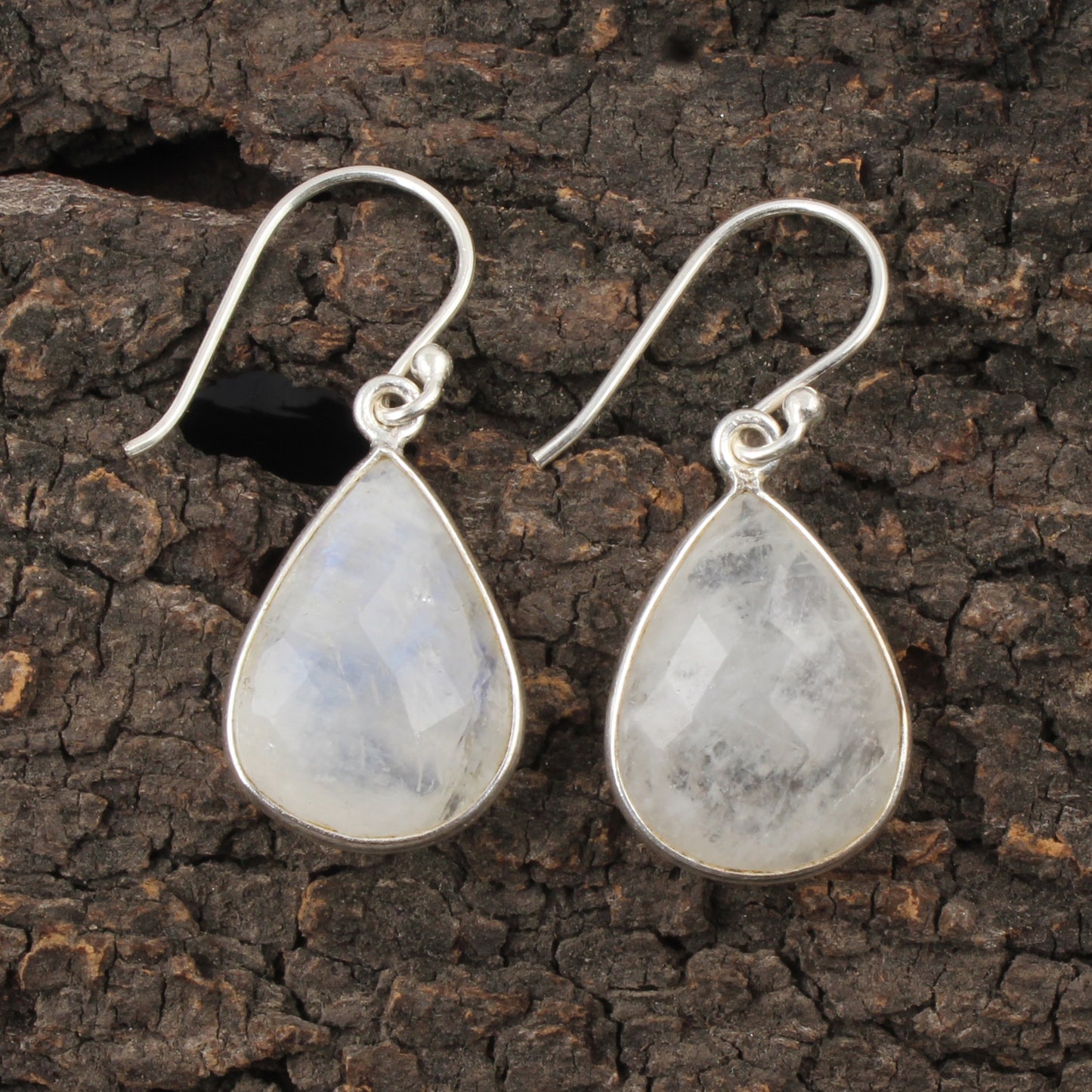 Rainbow Moonstone Earrings 925 Sterling Silver Earrings Handmade Dangle Faceted White Rainbow Earrings