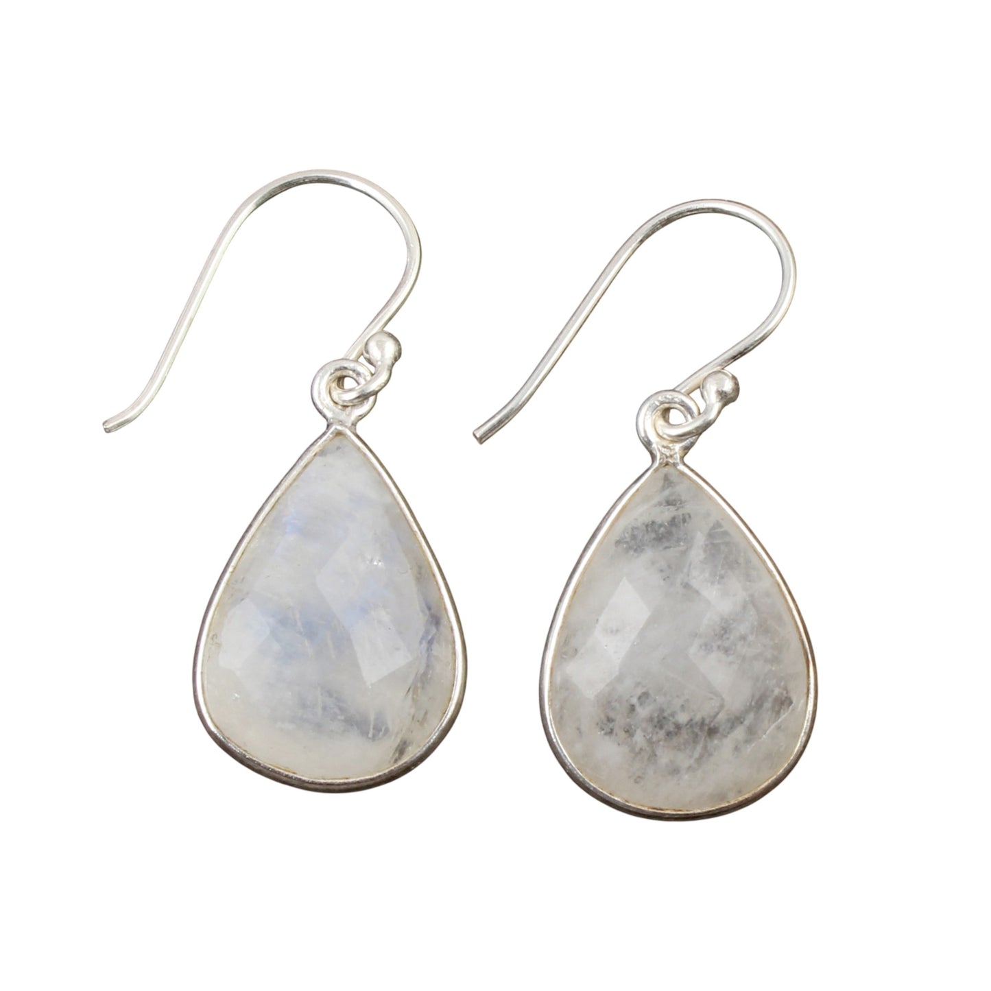 Rainbow Moonstone Earrings 925 Sterling Silver Earrings Handmade Dangle Faceted White Rainbow Earrings