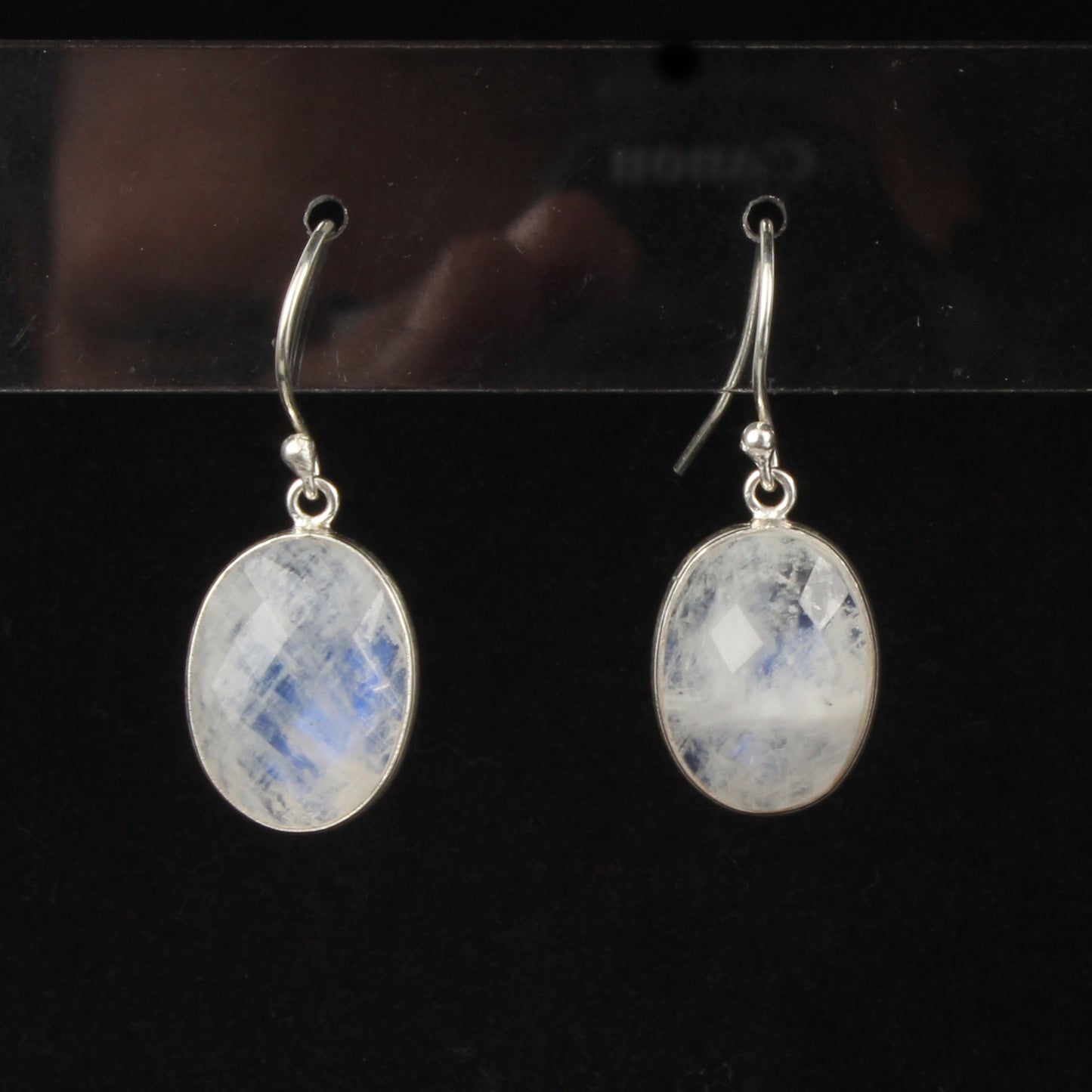 Natural Faceted Rainbow Moonstone Earrings 925 Sterling Silver Earrings Handmade Dangle Oval White Rainbow Earrings