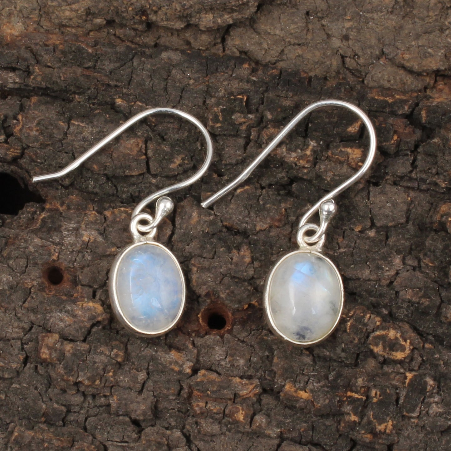 Rainbow Moonstone Cab Earrings 925 Sterling Silver Earrings Handmade Dangle White Rainbow Earrings