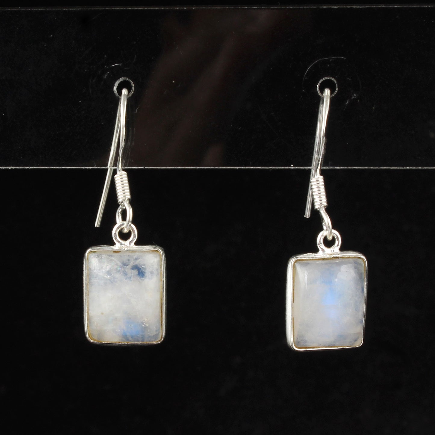 Rainbow Moonstone Earrings 925 Sterling Silver Earrings Handmade Bezel White Rainbow Earrings